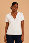 Blusa polo detalhe bicolorOFF WHITW -1-